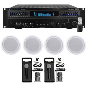 Technical Pro 1500 Watt Home Karaoke Machine System+(4) 8" Ceiling Speakers