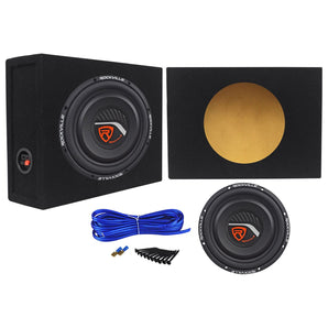 Rockville W10T4-S4 10" Shallow Mount 1200W 4-Ohm Car Subwoofer+Sealed Enclosure