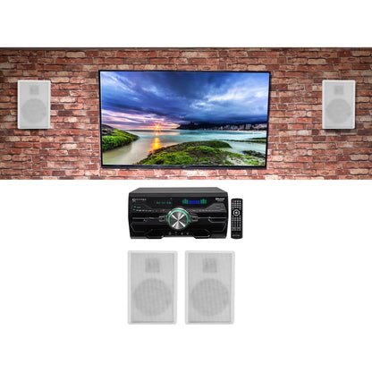 Technical Pro DV4000 4000W Home Theater DVD Receiver w/(4) 5.25" White Speakers