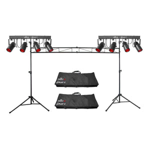 2) Chauvet DJ 4PLAY 2 RGBW DMX Light Bars Systems+Bag+8 Foot Wide Truss+Stands