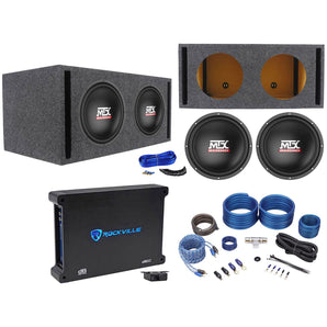 (2) MTX Terminator TN12-04 12” 800w Subwoofers+Vented Box+Mono Amplifier+Amp Kit