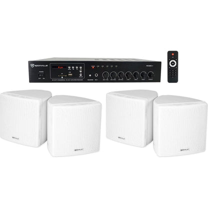 RCS80-1 60W Amp 2-Pack + Cube 3.5" White Speakers Bundle