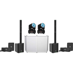 2) Mackie SRM-Flex Line Array DJ PA Speakers w/Subs+Facade+2) Moving Head Lights