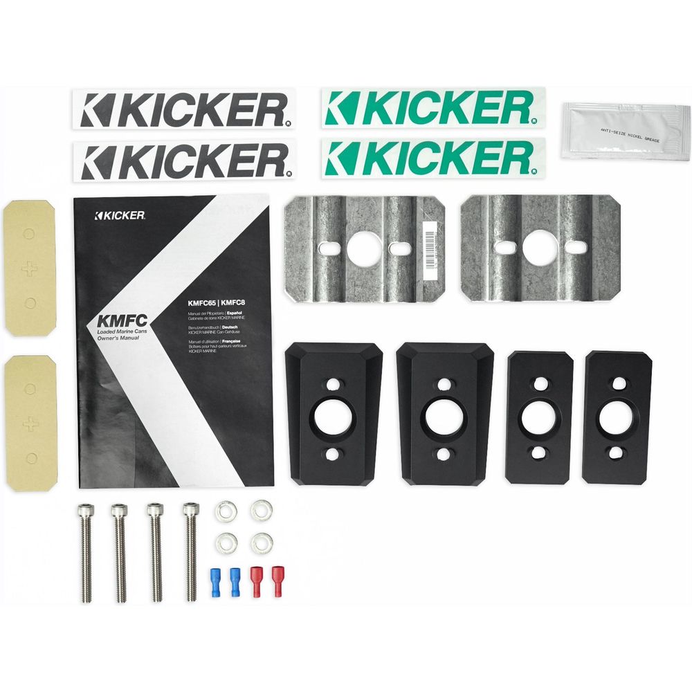 (2) KICKER 46KMFC8 300w 8" Marine LED Speakers in Surface Mount Pods 46KMFC8