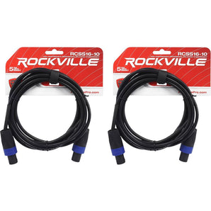 2 Rockville RCSS1610 10' 16 AWG 100% Copper Speakon to Speakon Pro Speaker Cable