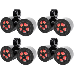 4 Rockville RKL65MBW Dual 6.5" Marine Wakeboard LED Speakers+2) Color Grilles