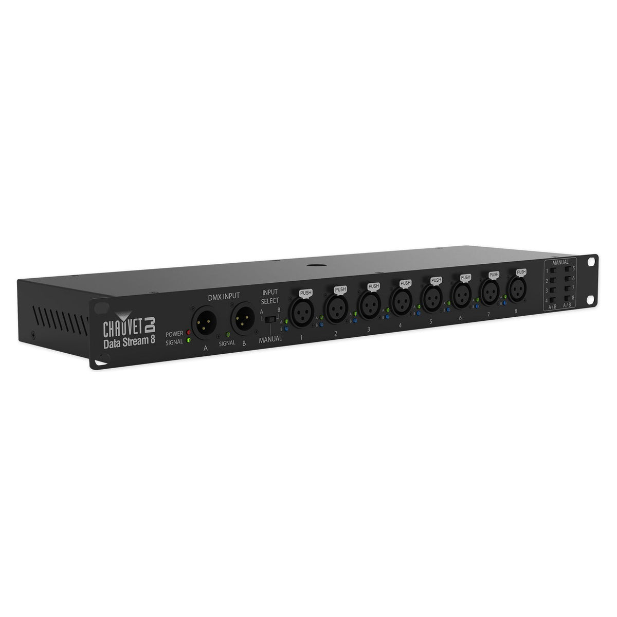 Chauvet Data Stream 8 DMX Splitter To Distribute+Boost Signals, 2-Ins, 8-Outputs
