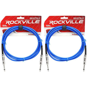 2 Rockville RCGT6.0BL 6'  1/4" TS to 1/4'' TS Guitar/Instrument Cable