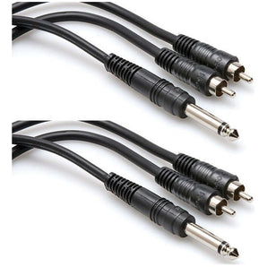 2 Hosa CYR102  6.5 Foot 1/4" TS To 1/4" Dual RCA Y Cables