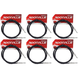 6 Rockville RCGT6.0B 6' 1/4" TS to 1/4'' TS Guitar/Instrument Cable