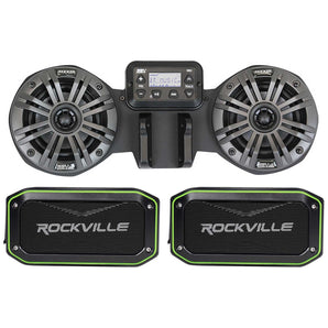 Front Fairing 4" Speakers+Receiver For CAN-AM RYKER+(2) TWS Rockville Speakers