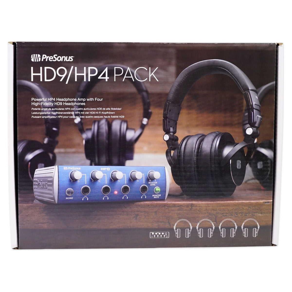 PRESONUS HP4 Headphone Amplifier+ (4) HD9 Studio Headphones + (4) Recording Mics