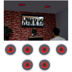 (6) Rockville HC85-LED 8" 700 Watt In-Ceiling Home Theater Speakers w/ Red LED