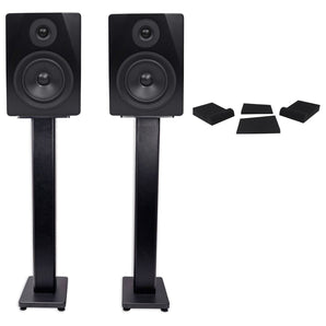 Pair Rockville APM5B 5.25" 2-Way 250W Powered USB Studio Monitors+Stands+Pads