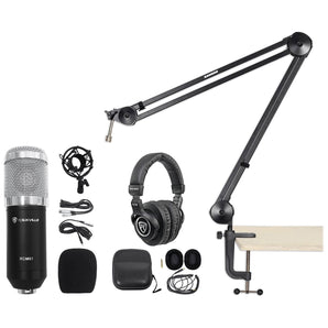 Rockville Studio Recording Microphone+Boom Arm+Desk Clamp+Shock Mount+Headphones