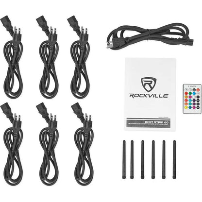 (6) Rockville BEST PAR+STRIP+WEDGE White Wireless DMX Battery Lights+Controller