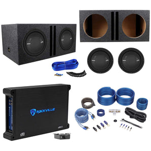 2) Polk Audio MM 1242 SVC 12” 2520w Subwoofers+Vented Box+Mono Amplifier+Amp Kit