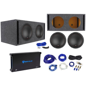 (2) MTX 7512-22 12" 3000w Car Subwoofers+Vented Sub Box+Mono Amplifier+Amp Kit