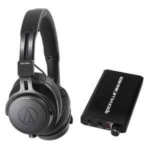 Audio Technica ATH-M60X Monitor Headphones+Rechargeable Headphone Amplifier Amp