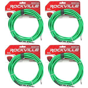 4 Rockville RCGT20G 20'  1/4" TS to 1/4'' TS Guitar/Instrument Cable