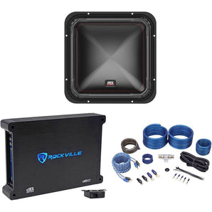 MTX S6512-44 12" 500 Watt RMS Square Car Audio Subwoofer+Mono Amplifier+Amp Kit