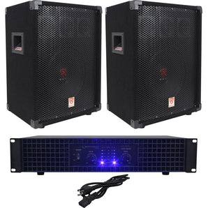 2) Rockville RSG10 10" PA Speakers+Technical Pro AX1200 1200w Power DJ Amplifier