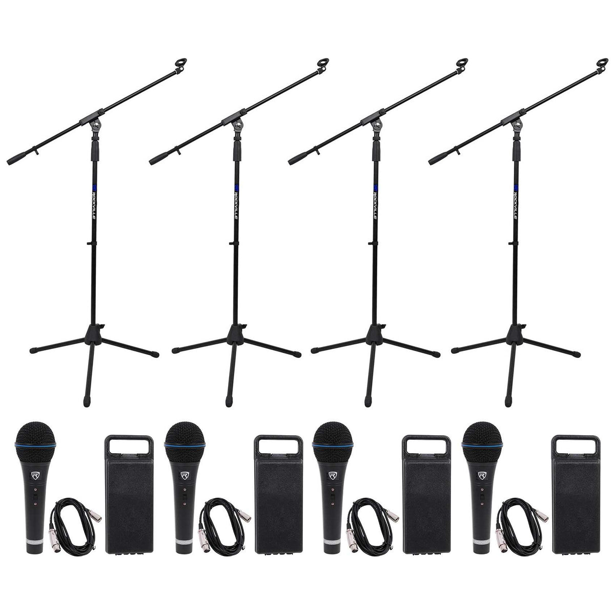 RMM‑XLR 4-Pack + Tripod Boom Stands 2-Pack Bundle