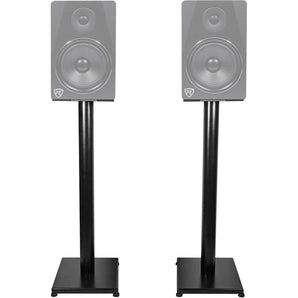 Pair Rockville RS29B 29" Steel Bookshelf Speaker and Studio Monitor Stands - Black