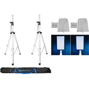 (2) Rockville White 12" PA DJ Speaker Cover Scrims+Stands 4 Wedding Church Club