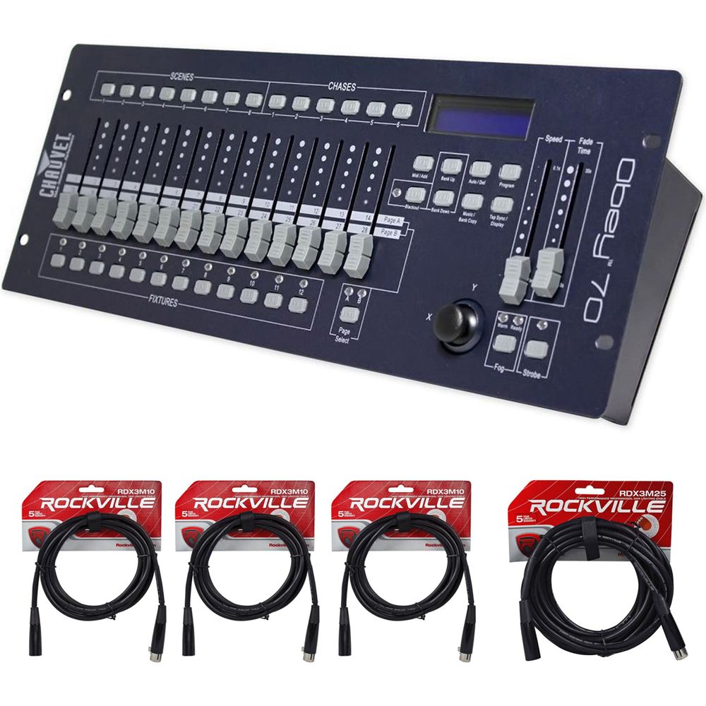 OBEY 70 Light/Fog DMX Controller + 4 DMX Cables
