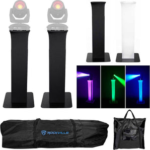 2 Totem Stands+Black+White Scrims For 2 Chauvet Intimidator Spot 355 IRC Lights