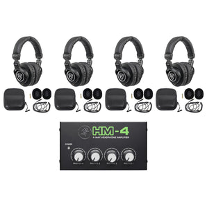 Studio Bundle w/ (4) Rockville PRO-M50 Headphones Bundle with Mackie Headphone Amplifier Amp