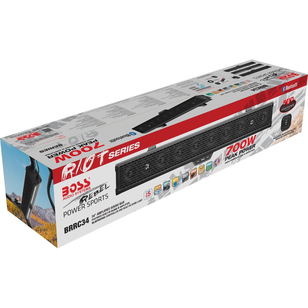 Boss BRRC34 700w Powered Sound Bar+Bluetooth Controller+Dome Light For ...