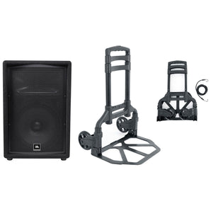 JBL JRX212 1,000 Watt 12" 2-Way DJ P/A Speaker Floor Wedge Monitor + Hand Truck