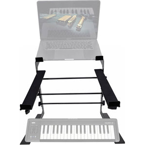 Rockville Dual Shelf Laptop+Controller Stand for Korg microKEY Air-37 Keyboard