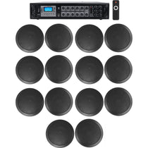 6-Zone Home Audio System + (14) Black Ceiling Speakers Bedroom/Living Room/Bathroom