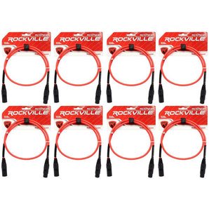 8 Rockville RCXFM3P-R Red 3' Female to Male REAN XLR Mic Cable 100% Copper