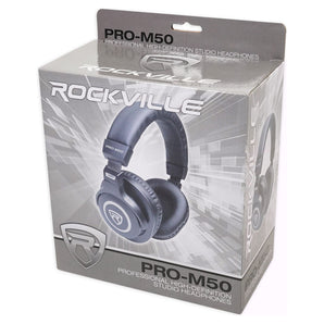 (2) Rockville DPM10B 10" 800w Active Studio Monitors+Headphones+Mic+Shield+Stand