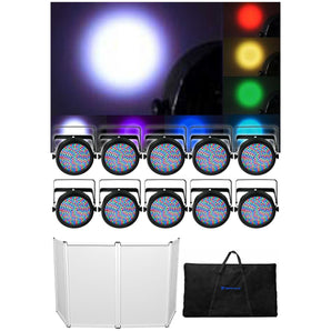 (10) CHAUVET SLIMPAR64 Slim Par Can 64 Wash Lights+DJ Event Facade Booth