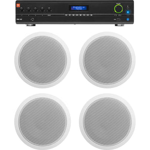 JBL Commercial 70v Amp+(4) White 6" Ceiling Speakers For Restaurant/Bar/Cafe