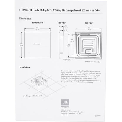 2 JBL LCT 81C/T Commercial Drop Ceiling Tile Speakers For Office/Restaurant/Cafe
