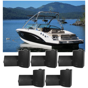 10) Rockville HP5S Black 5.25" Marine Box Speakers with Swivel Bracket For Boats