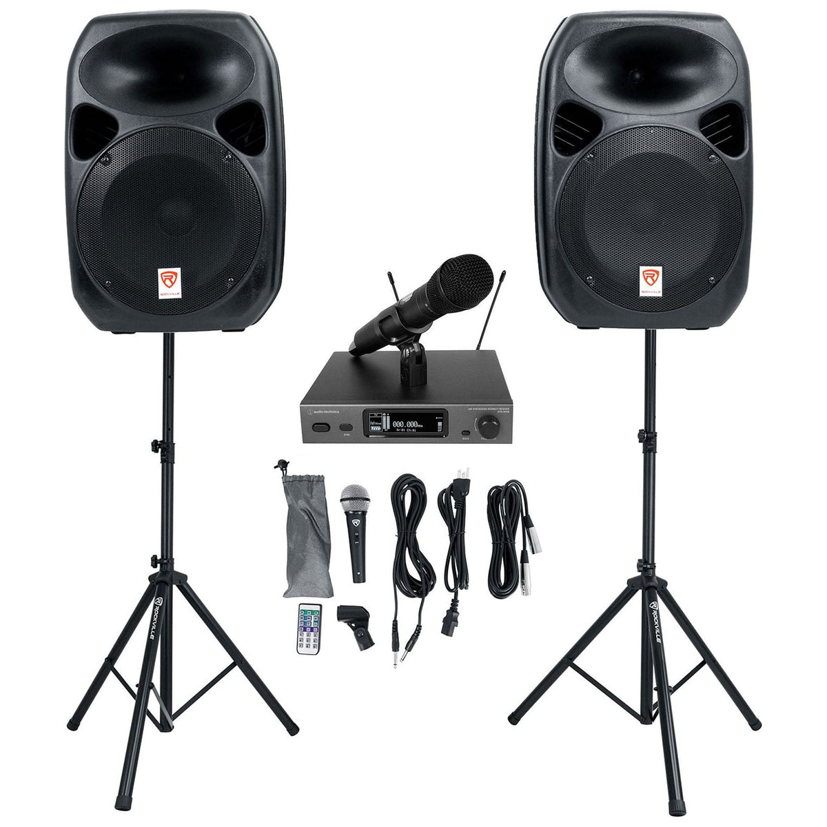 ATW-3212/C710EE1 Wireless Handheld Mic+Powered PA Speakers