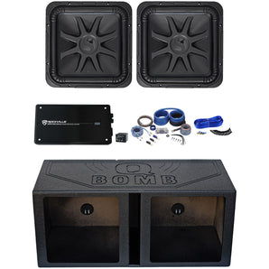 (2) Kicker 44L7S154 15" 4000 Watt Solobaric L7S Subwoofers+Amp+Bedlined Sub Box