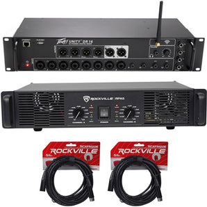 Peavey Unity DR 16 Ch WiFi Digital Rack Mixer+Rockville Power Amplifier+Cables