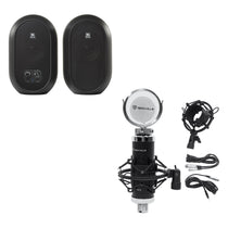 Pair 104 Powered Studio Monitors w/Bluetooth + Recording Microphone 104SET-BT