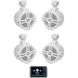 Memphis SMC3 Multi-Zone Marine Bluetooth Receiver+White 6.5" Wakeboard Speakers