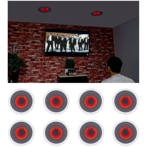 (8) Rockville HC85-LED 8" 700 Watt In-Ceiling Home Theater Speakers w/ Red LED