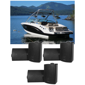 (6) Rockville HP5S-8 Black 5.25" Marine Box Swivel Speakers For Boats