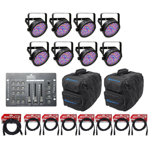 (8) Chauvet SLIMPAR 56 Slim Par Cans+Obey3 Controller+(2) Carry Bags+(8) Cables